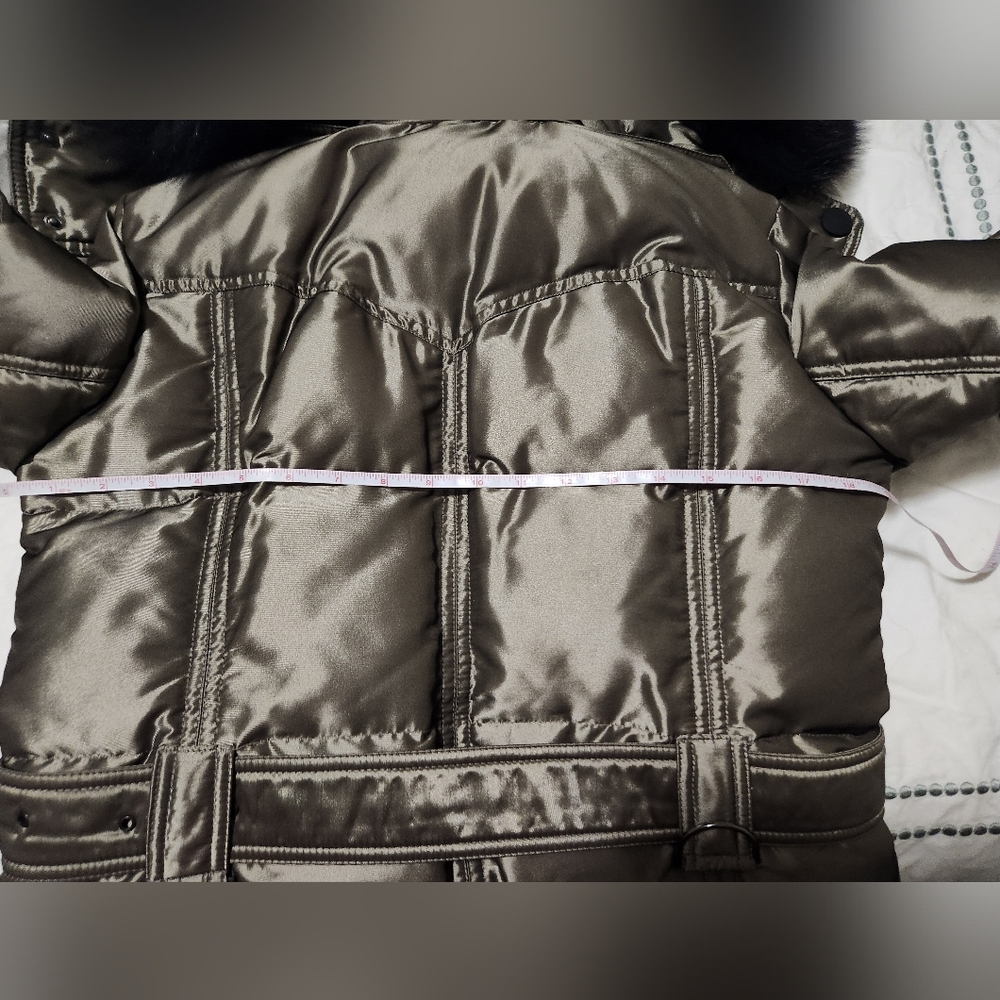 Women's Metallic Jacket with Fur Trim - Picture 14 of 16